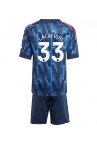 Arsenal Riccardo Calafiori #33 Jalkapallovaatteet Lasten Vieraspeliasu 2025-26 Lyhythihainen (+ Lyhyet housut)